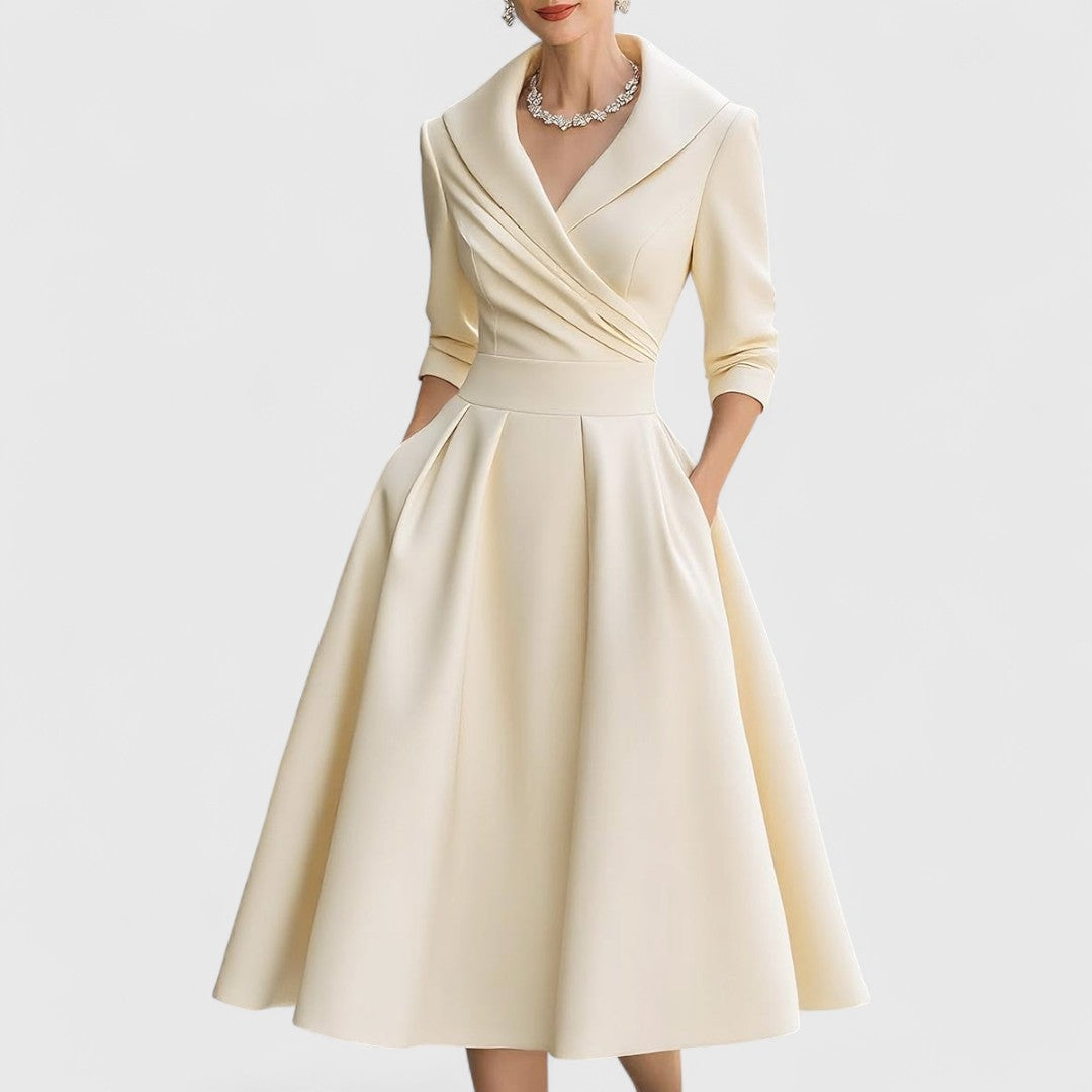 Rosalie | Elegancka midi sukienka z delikatnym połyskiem