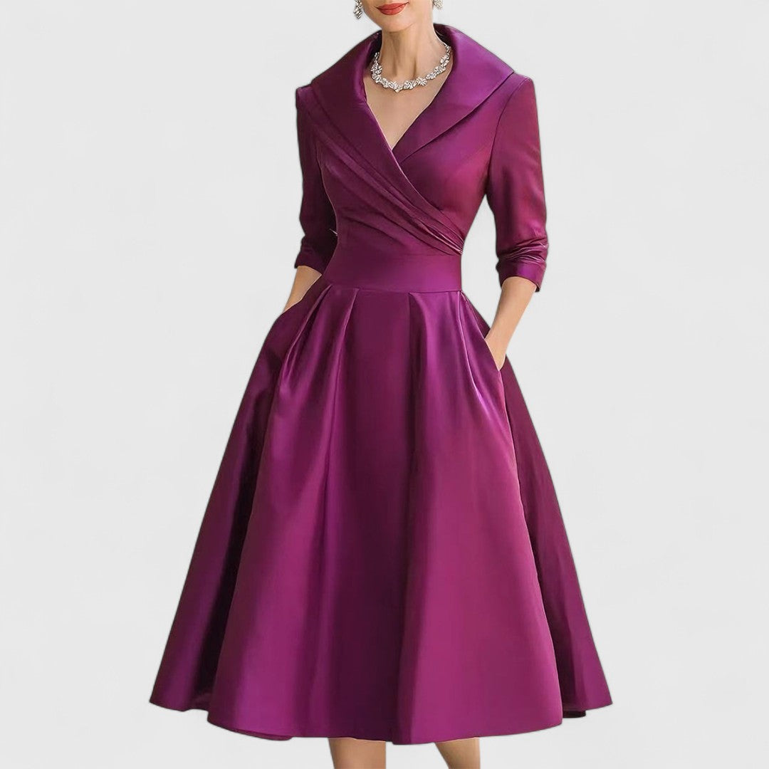 Rosalie | Elegancka midi sukienka z delikatnym połyskiem