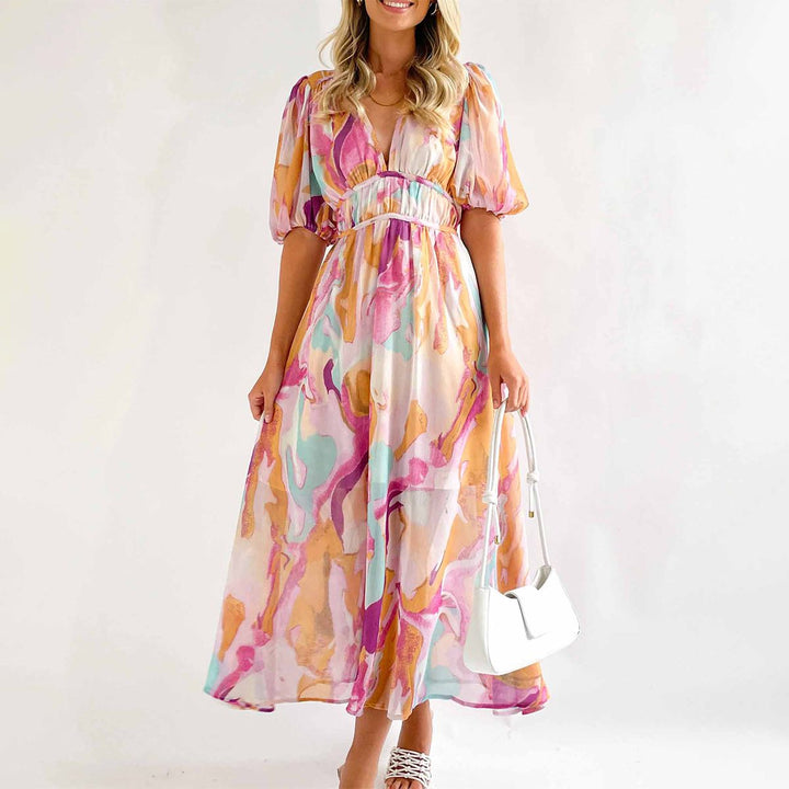 Ilona – Elegancka różowa maxi sukienka