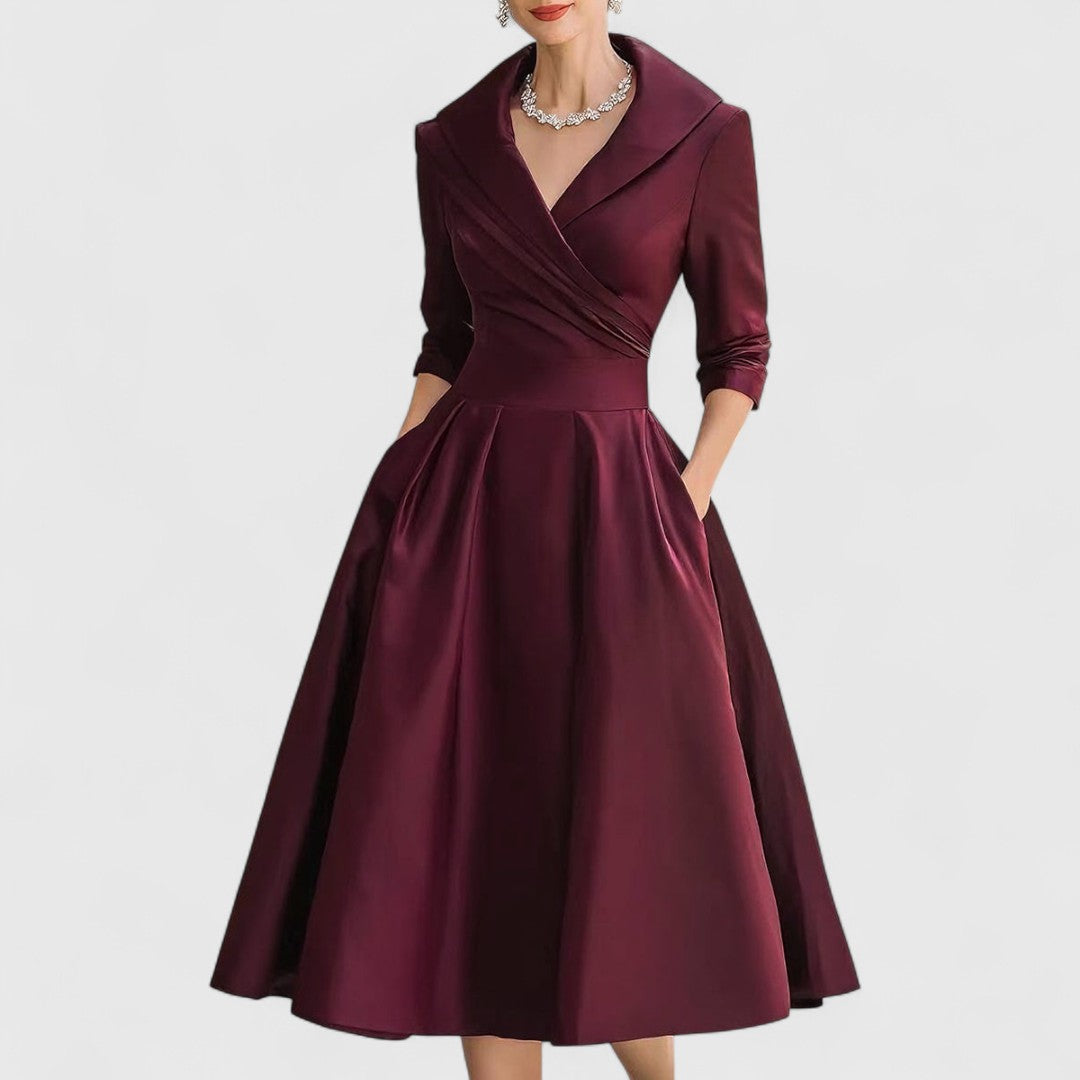 Rosalie | Elegancka midi sukienka z delikatnym połyskiem