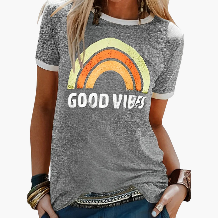 Damski T-shirt okrągły dekolt krótki rękaw grafika casual lato