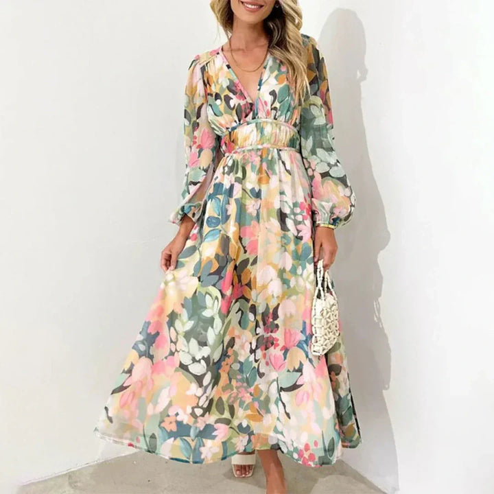 Ilona – Elegancka różowa maxi sukienka