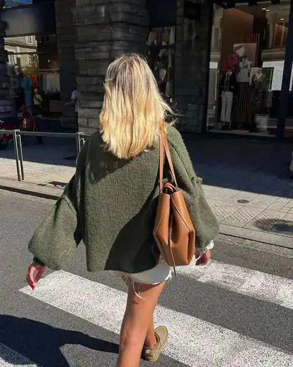 Damski Oversizowy Sweter z Półgolfem do Codziennego Użytku