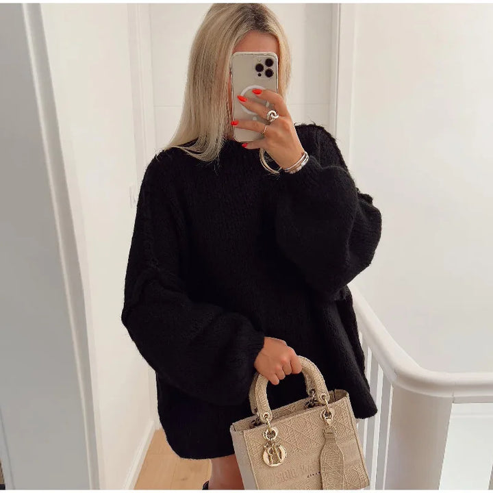 Damski Oversizowy Sweter z Półgolfem do Codziennego Użytku