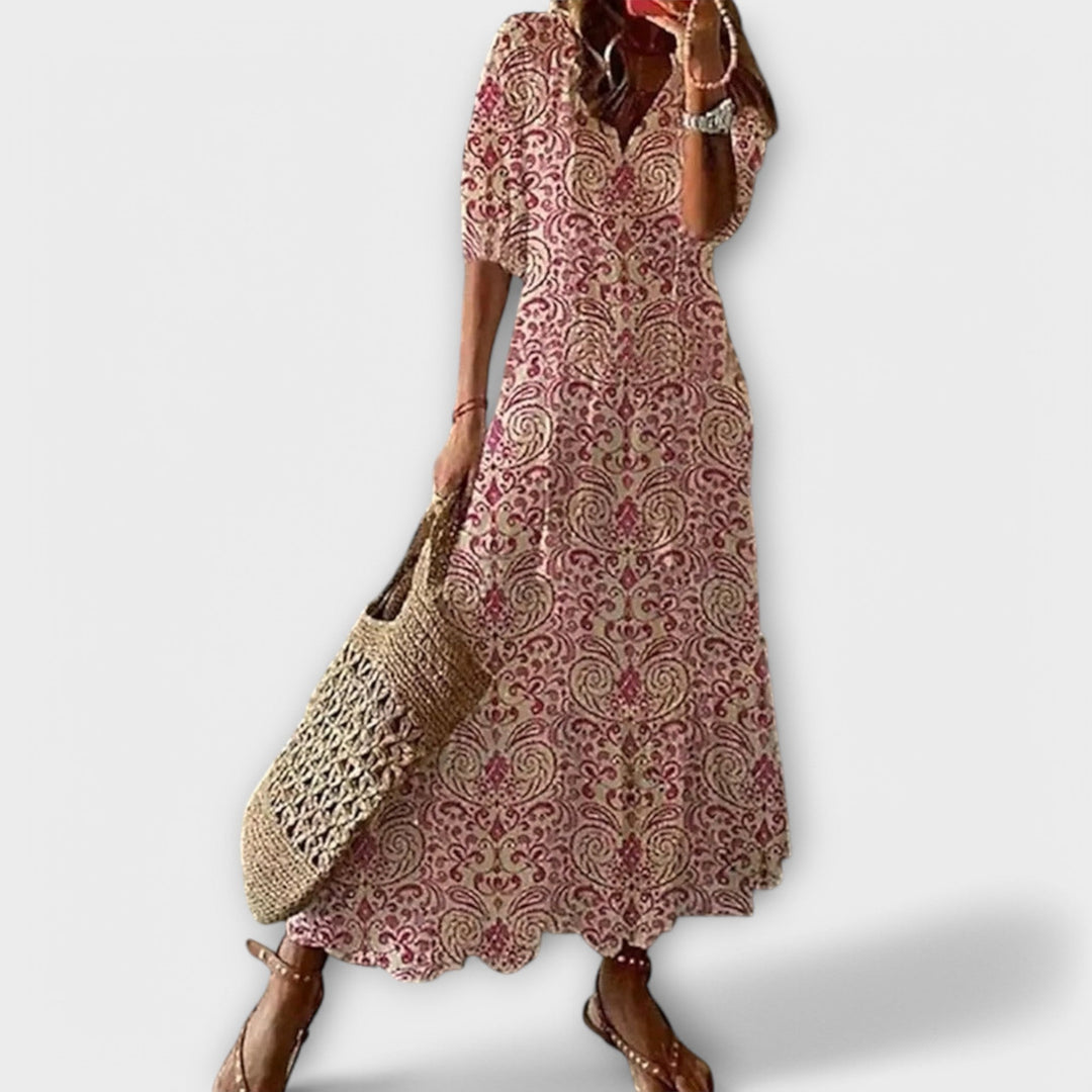 Damska boho sukienka maxi z zwiewnym krojem na wakacje